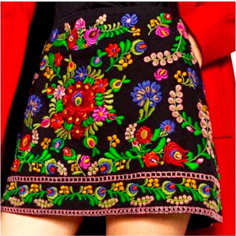 ZARA Embroidered Mini Skirt